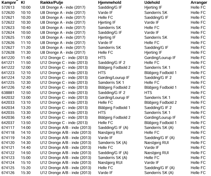 fodboldkamp 9. marts helle hallen