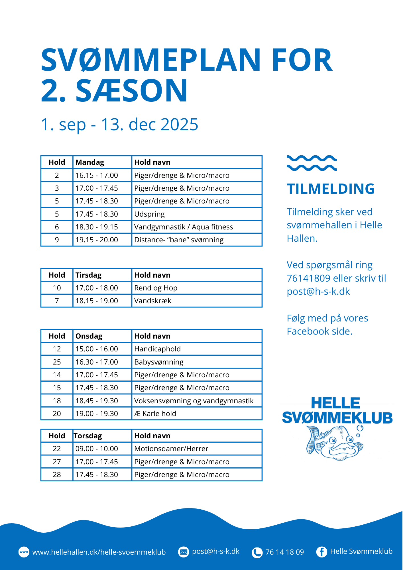 Helle Svømmeklub 2 sæson 2025 Helle Svømmeklub 2 sæson 2025