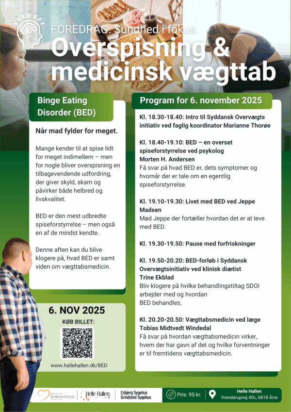 overspisning medicinsk vægttab foredrag i helle hallen november 2025